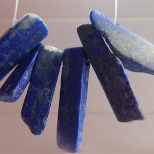 Raw lapis lazuli stick beads- 17-21mm- 6 matte beads- jewelry beads supply -lapis gemstone -blue stone sticks for earrings