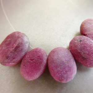 Ruby 10-13mm oval matte flat beads-5 pcs natural focal gemstone -jewelry making-necklace craft beads