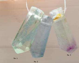 Green blue fluorite 22-25mm crystal beads-1 pc gemstone point- jewelry making -natural craft beads