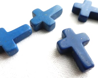 Cruz de howlita azul con cuentas de 16 mm - 4,8 piezas de separadores decorativos - para la fabricación de pulseras y rosarios religiosos.