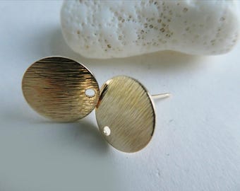 Gold plated 12mm earrings posts- 4 pcs studs one hole link- jewelry making findings-crafts