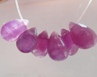 Pink sapphire 8mm faceted teardrops beads - 6 pcs gemstone - earrings jewelry making - craft beads