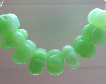 Green opal carved rondelle 9mm beads- 9 pcs gemstone- natural craft beads -jewelry making