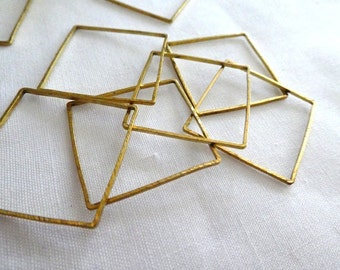 Raw brass square link- 30mm- jewelry making findings-6 pcs-metal square, geometric link findings. crafts, boho earrings pendant square link