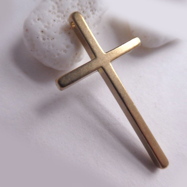 Raw brass cross charm-38mm-2 large pc- jewelry findings-metal cross bead, accent brass supply-Christian cross -religious charm