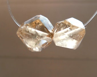 Golden topaz round crystal 8mm beads- 2 pcs matching focal gemstone -jewelry making-craft beads