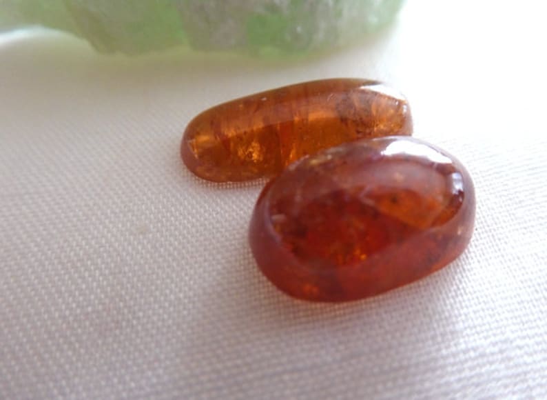 Orange Garnet oval gemstone undrilled 14-17x8-10mm Hessonite garnet oval cabochon 2 pieces-smooth cabochon Jewelry beads supply