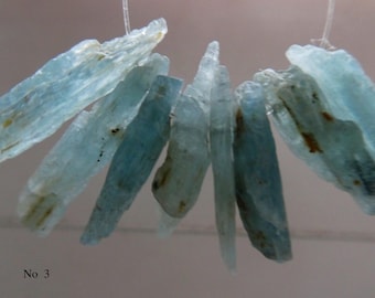 Alabaster raw kyanite 13-18mm stick beads- 8pcs gemstone crystals-jewelry making-light blue natural craft beads