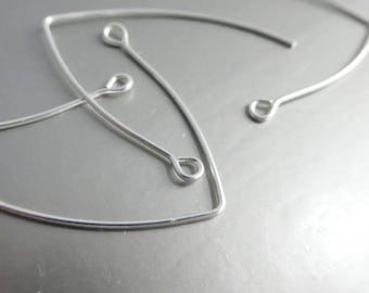 Matte silver plated 38mm ear hooks- 8 pcs modern jewelry making -earring findings-craft beads