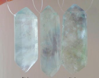 Blue fluorite 31-36mm point crystal bead- 1 pc double terminated gemstone-jewelry making-craft focal beads