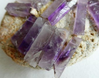 Purple raw amethyst stick 25mm beads-5 pcs focal gemstone -pendant jewelry making-craft beads