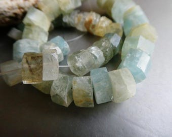 Aquamarine rondelle 8-9mm beads-6in strand chunky hexagon gemstone- jewelry making-craft natural beads