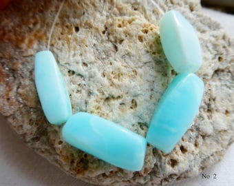 Peruvian blue opal tube twisted beads-16-18mm gemstone 4 pcs- natural craft beads- jewelry making