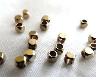 Raw brass square spacers- 2.5mm- 25 pieces- jewelry beads supply-metal gold spacer findings- square spacer fits 1mm cord