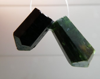 Chrome diopside 14-16mm stick beads - 2 pcs gemstone - pendant jewelry making - craft natural beads