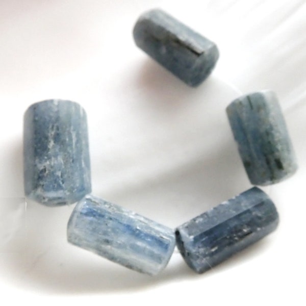 Blue denim kyanite beads-matte tube gemstone beads-14-16mm beads-4 beads-blue stone beads-blue kyanite faceted tube-jewelry beads supply