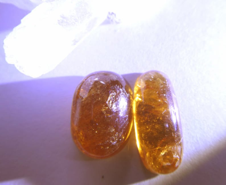 Orange Garnet oval gemstone undrilled 14-17x8-10mm Hessonite garnet oval cabochon 2 pieces-smooth cabochon Jewelry beads supply