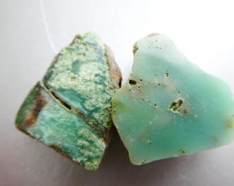 Raw chrysoprase slice flat 25mm beads -2 pcs focal gemstone- jewelry making-natural craft beads