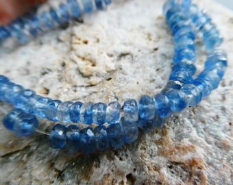 Blue kyanite rondelle faceted 4mm beads- 3-6in strand gemstone -necklace jewelry making-craft natural beads