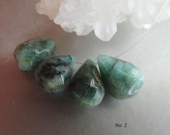 Emerald 11-13mm faceted drop beads-4 pcs matching gemstone-jewelry making -craft beads