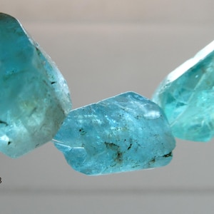 Blue apatite 10-19mm crystal beads-3 focal pcs-green translucent natural -gemstone craft beads-jewelry making