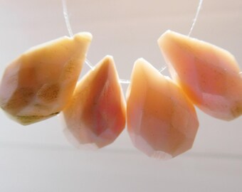 Peruvian pink 12-14mm faceted opal beads - 4 pcs teardrops gemstone -craft beads-earrings jewelry making
