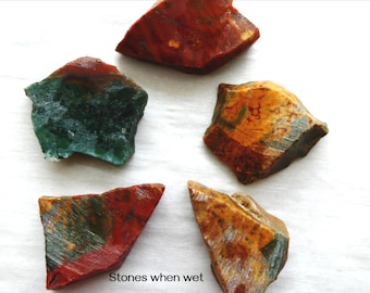 Raw jasper 39mm slices undrilled - 5 pcs- earth tones gemstone - jewelry making - craft beads