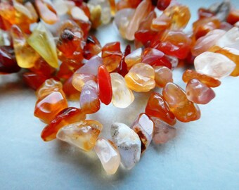 Raw carnelian 6-8mm beads - 8-16in strand gemstone - bracelet jewelry making - natural craft beads