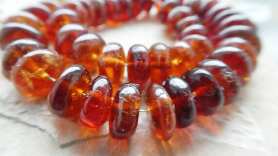 Hessonite Garnet Smooth Rondelle Shape Gemstone Beads Necklace