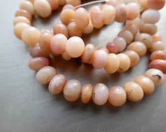Peruvian pink opal 6-7mm rondelle beads- 6in strand natural stone -jewelry making-gemstone craft beads