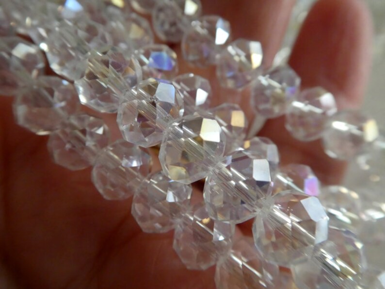 Clear sparkle crystal beadsfaceted rondelle beads sparkle Etsy
