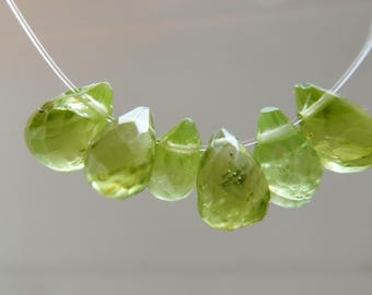 Peridot 8mm teardrops faceted beads - 6 pcs focal gemstone - jewelry making - natural craft beads