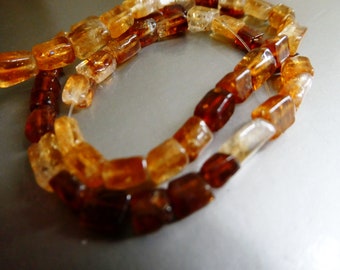 Hessonite garnet 6-7mm rectangle beads - 6in strand gemstone- jewelry making -craft natural beads