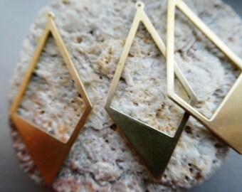 Dijes de latón en bruto con forma de rombo de 46 mm, color oro - 4 o 10 unidades - para la fabricación de pendientes y joyería - fornituras de latón - abalorios para manualidades