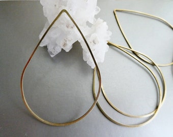 Brass teardrop 48mm gold charm- 2 pcs no hole drop pendant-earrings jewelry making-statement findings