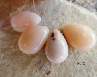 Peruvian pink opal drop 13-16mm beads- 4 gemstone teardrops- natural craft focal beads-jewelry making