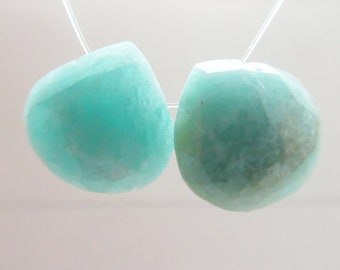 Amazonite 12mm faceted heart drops beads-2 pcs gemstone-jewelry making-natural craft beads