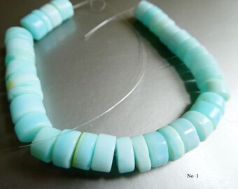 Peruvian blue opal 8mm rondelle beads -6in gemstone strand -jewelry making- craft natural beads