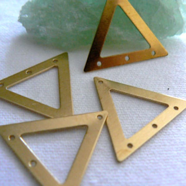 Raw brass triangle link- gold link 19mm- 5 pieces- jewelry brass findings- metal triangle 4 holes-crafts-earrings links