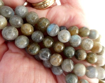 Labradorite round 8mm gray beads-6in strand natural flashy gemstone -jewelry making-craft beads