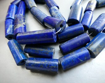 Lapis lazuli tube 12-17mm beads -4 polished cylinder pcs- blue gemstone-craft natural beads-jewelry making