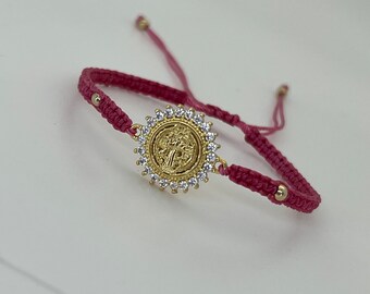 Pulsera Tejida Rosa Palo de San Benito