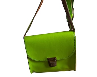 Small Leather Crossbody Bag: Square Design,Green