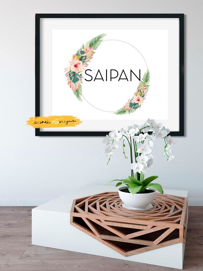 Saipan Tropical Wreath Print, Saipan Art Etsy