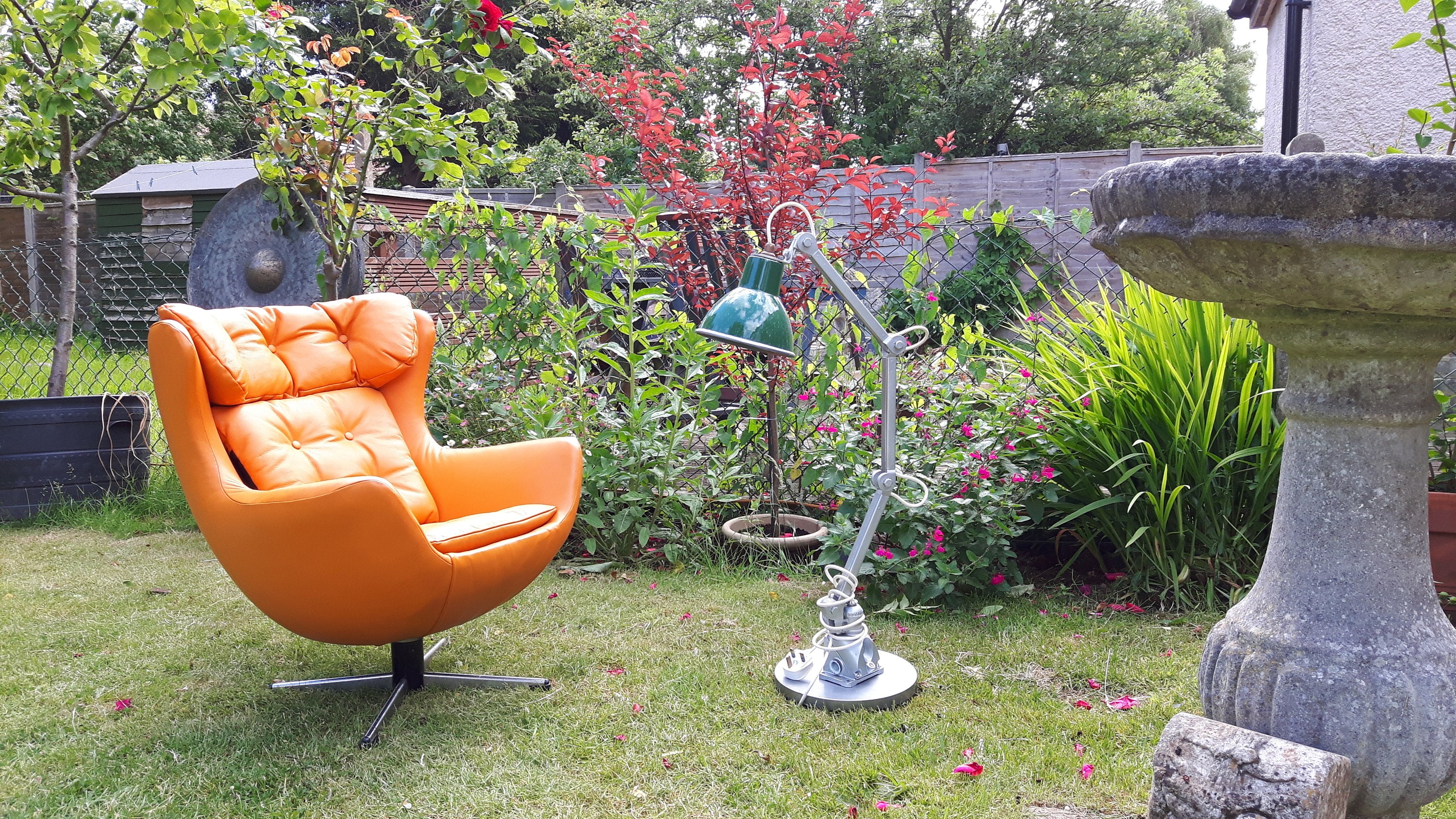 Baby Egg Chair Vintage 1960 s Orange Leather Re upholstered Parker
