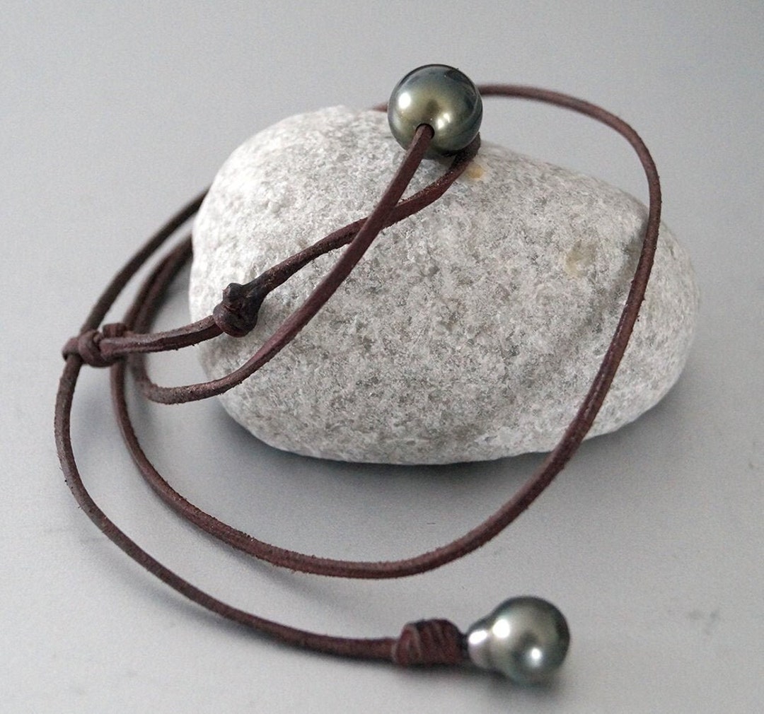 Tahiti Pearl, Woman Chocker, Australian Leather, Adjustable Jewel ...