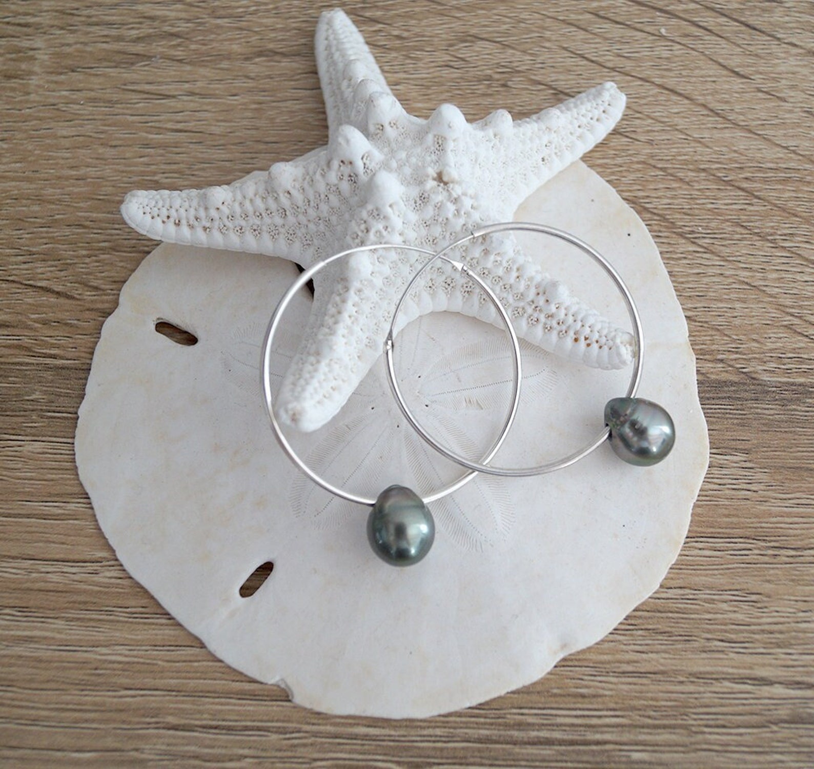 Tahitian Pearl, Woman Earring Loop, Silver Sterling 925 - Ode - Etsy