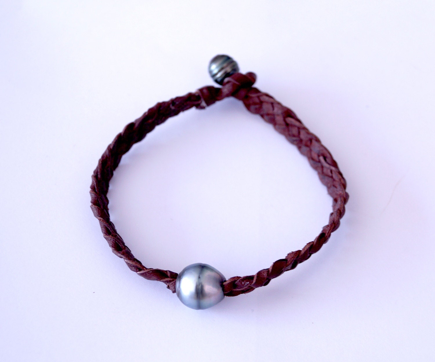 Tahitian Pearls, Man Bracelet, Braided Hand Rolled Leather, Tahiti ...