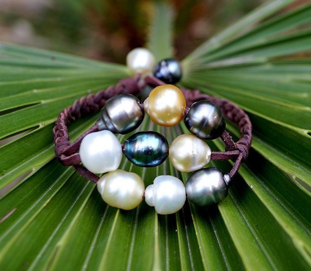 Tahitian Pearls, Gold and White Australian Pearls, Woman Bracelet ...