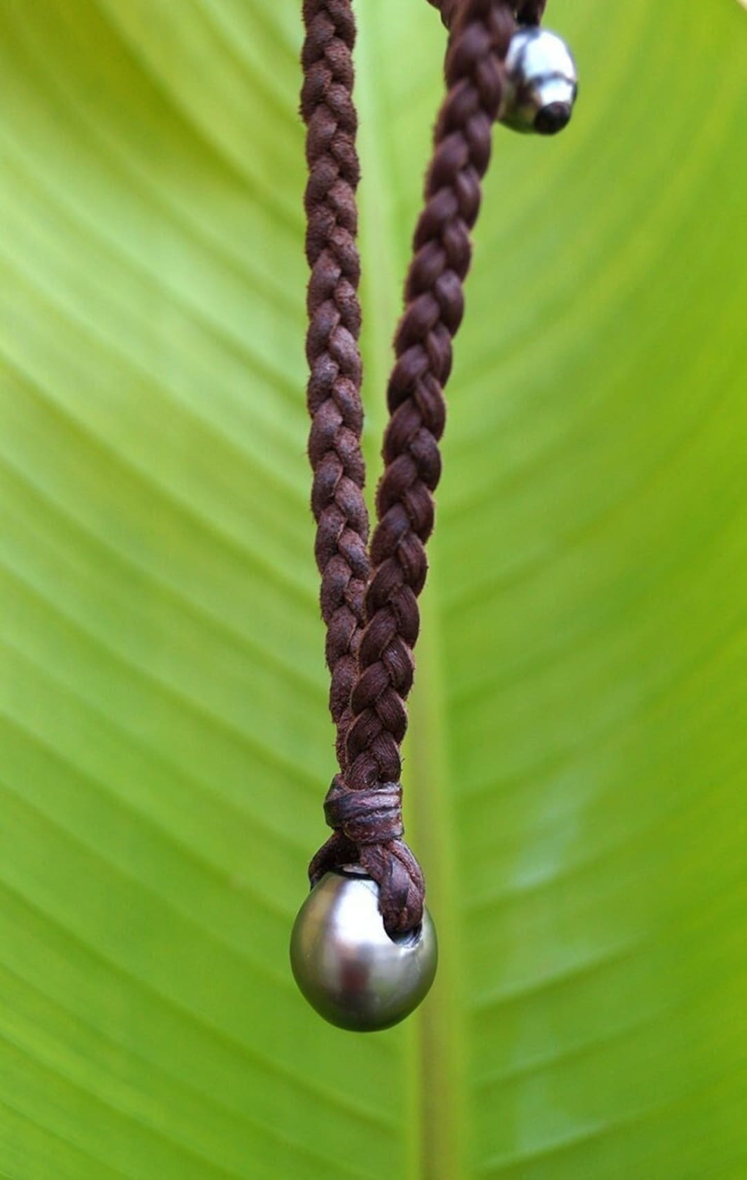 Tahitian Pearl, Braided Leather, Men Chocker, Natural Leather, Tahitian ...